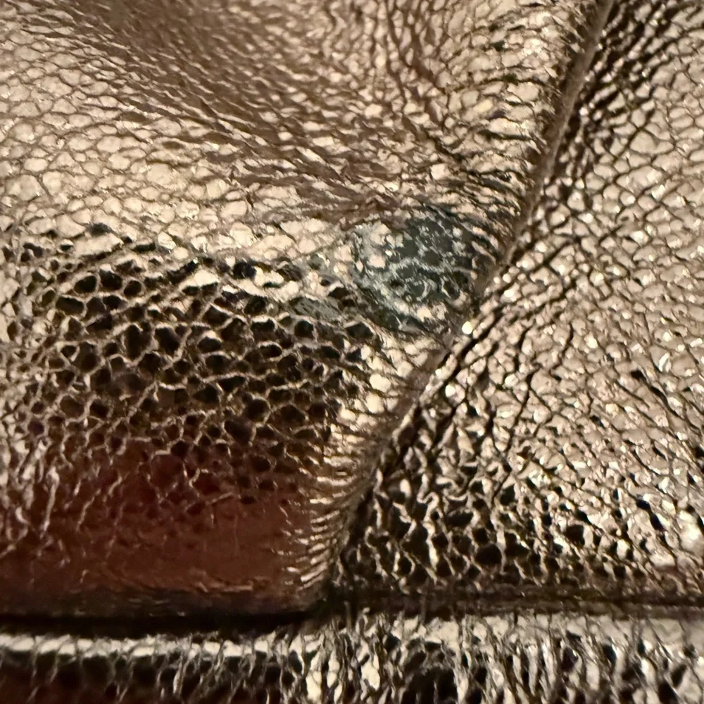 COACH Brooke Large Leather Metallic Gunmetal Silver Hobo Slouchy Bag F16618